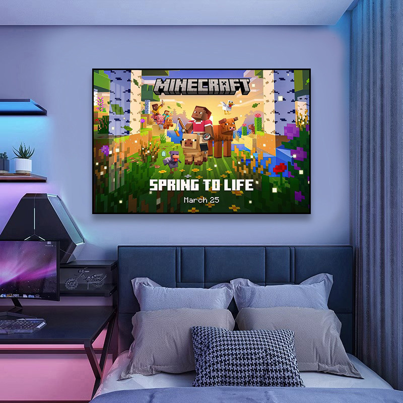 我的世界卡通装饰画电竞房间墙面挂画男生卧室Minecraft游戏壁画