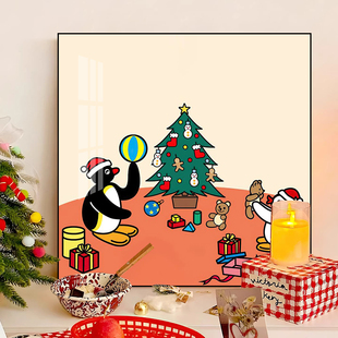 呆萌可爱pingu企鹅装饰画圣诞节生日礼物送礼挂画多巴胺卧室壁画