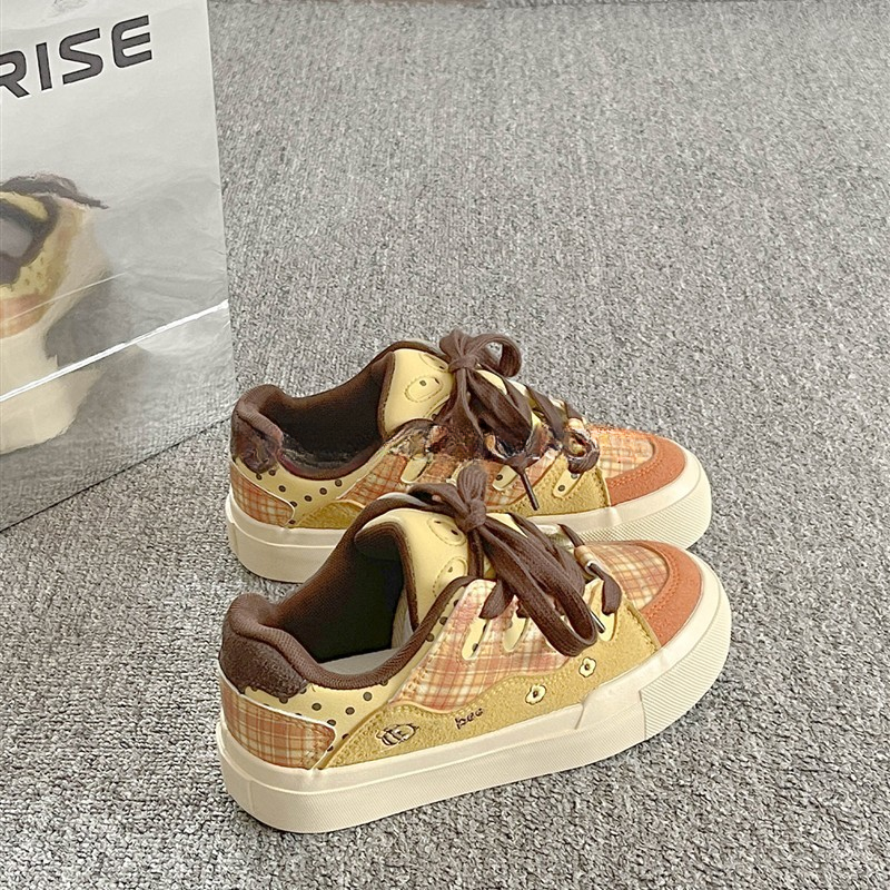 爆款复古休闲板鞋女款ins2025新款春秋厚底小白鞋百搭小众面包鞋,女鞋,休闲板鞋,淘宝优惠券,粉丝福利购,淘宝优惠卷