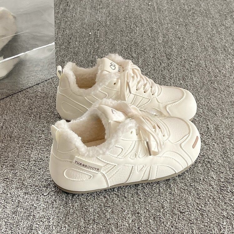 加绒保暖德训鞋子女2025新款爆款冬季二棉鞋厚底休闲小白鞋板鞋女