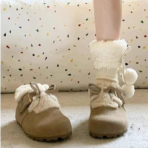 全包软底勃肯鞋女2025新款冬季加绒雪地靴复古博肯单鞋保暖棉鞋子