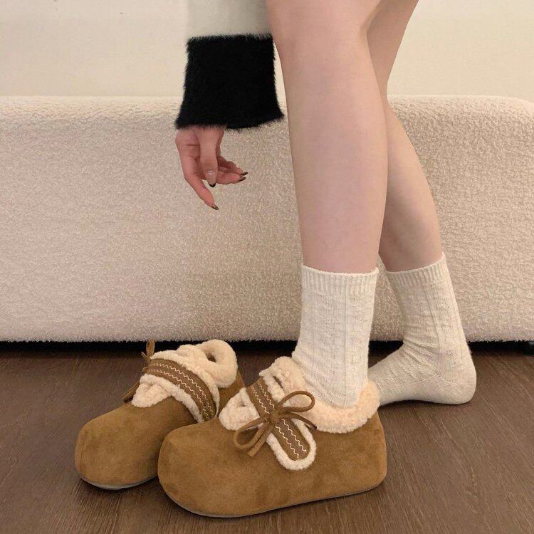棉鞋女冬外穿2026新款秋冬季毛绒勃肯鞋加绒保暖厚底增高雪地靴