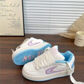 ins2025春季 新款 板鞋 原创多巴胺复古小闪电面包鞋 百搭休闲小白鞋