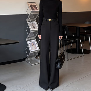 窄版 新气质百搭显瘦直筒裤 阔腿西装 女2026春季 子 裤 高级感黑色修身