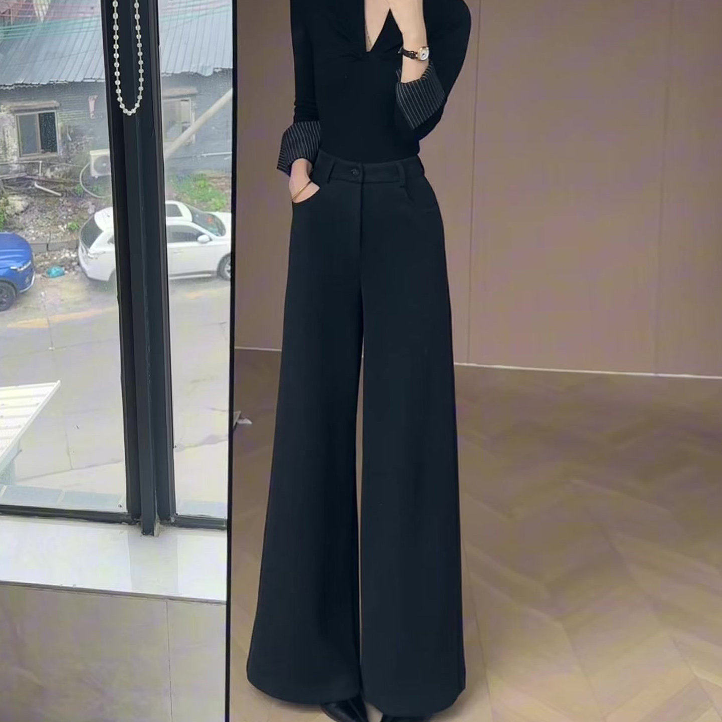 黑色休闲不贴腿西装微喇裤女秋冬季2025新款小个子高腰显瘦喇叭裤,女装/女士精品,大码裤装,淘宝优惠券,粉丝福利购,淘宝优惠卷