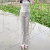 裤 米白色高腰微喇长裤 垂感显瘦西装 气质高腰时尚 子女2025秋冬新款