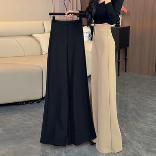 显瘦显腿长百搭休闲裤 复古老钱风高腰阔腿直筒裤 新款 2026夏季 女款