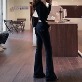 黑色复古紧身提臀微喇叭牛仔裤 辣妹高腰弹力马蹄裤 女2025秋季 新款