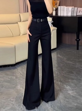 黑色显瘦显腿长微喇西装裤女2025年秋冬新款气质时尚不贴腿喇叭裤