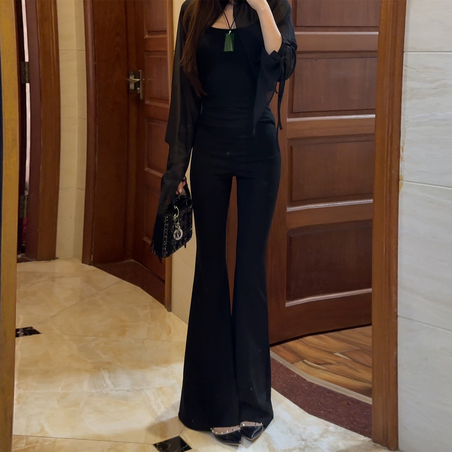 气质百搭修身微喇裤女马蹄喇叭裤