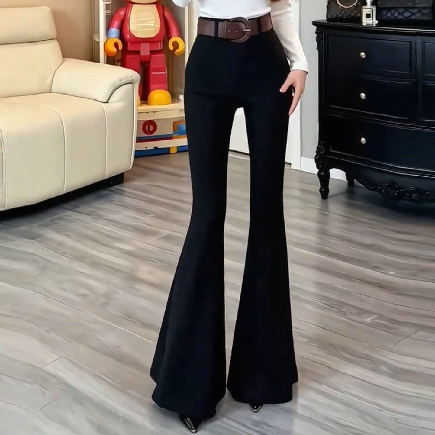 黑色高腰加绒加厚喇叭裤女西装休闲裤大码修身显瘦西裤拖地裤长裤,女装/女士精品,大码裤装,淘宝优惠券,粉丝福利购,淘宝优惠卷