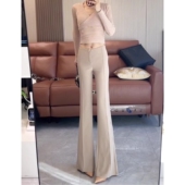 卡其色高级感微喇西装 显瘦小个子垂感休闲马蹄裤 裤 女2026春夏新款