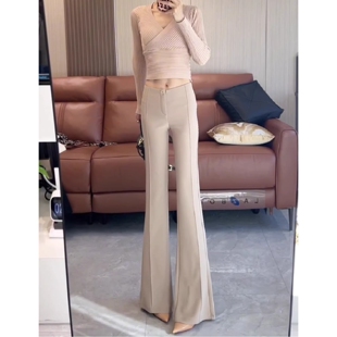 显瘦小个子垂感休闲马蹄裤 女2026春夏新款 裤 卡其色高级感微喇西装