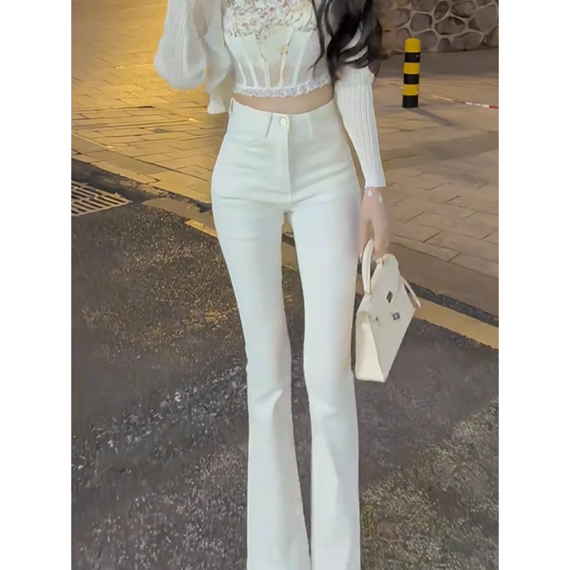 显瘦弹力时尚简约性感拖地裤