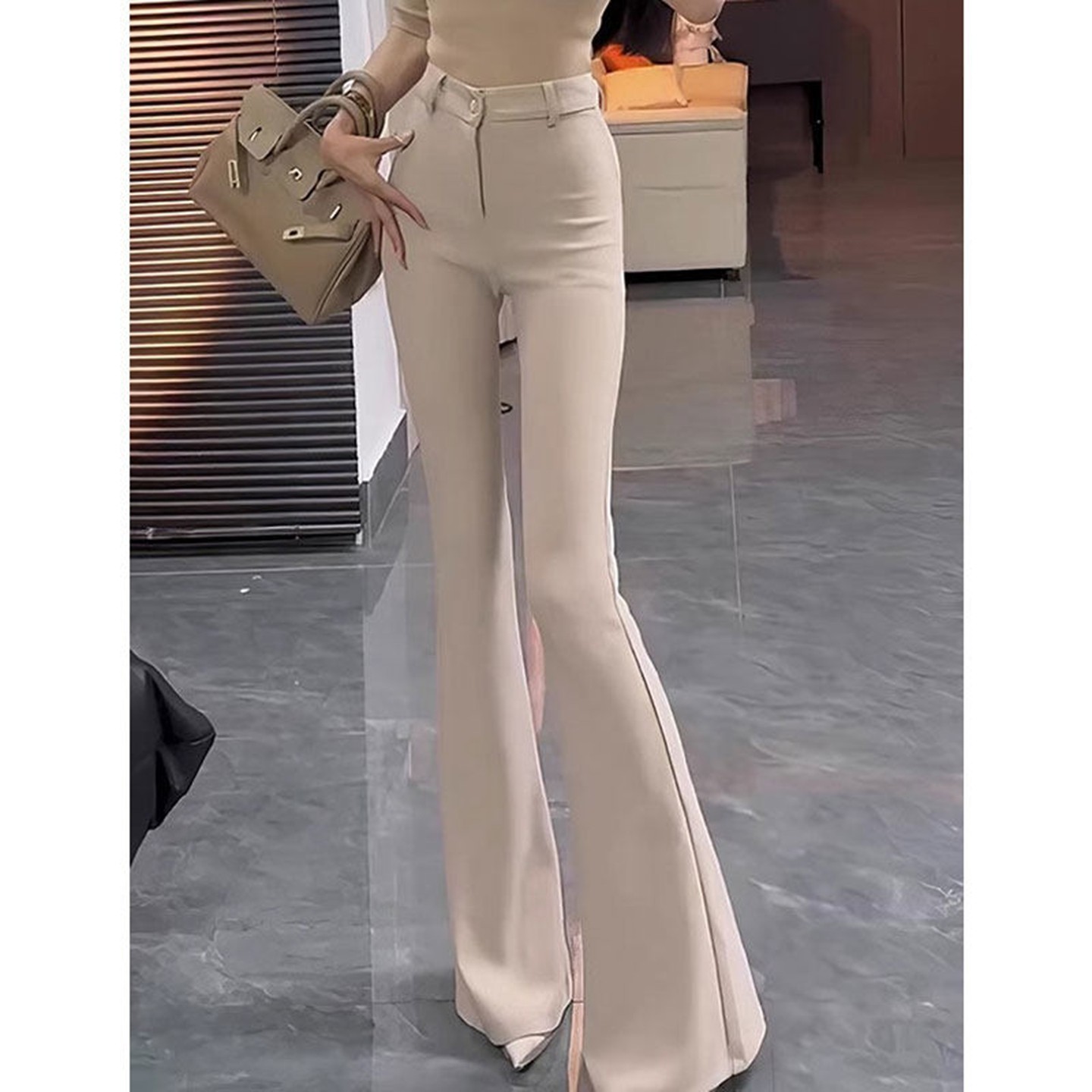 今年流行微喇西装裤女春季2026新款通勤风高腰窄版马蹄裤拖地长裤,女装/女士精品,大码裤装,淘宝优惠券,粉丝福利购,淘宝优惠卷