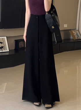 黑色高级感阔腿西装裤女春季2026新款宽松垂感慵懒松弛拖地休闲裤