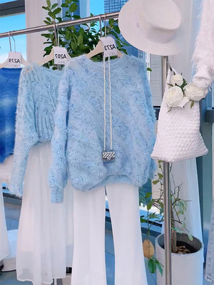 宽松外穿早秋长袖针织衫上衣