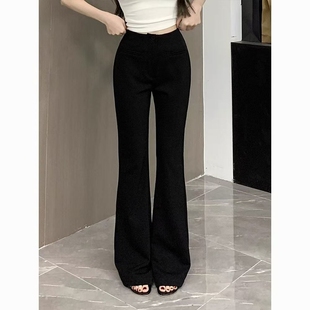 春夏高腰垂感弹小个子显瘦休闲喇叭裤 女2025新款 裤 黑色微喇西装