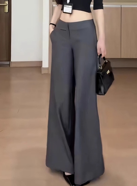 高级感灰色西装裤女秋季2025新款宽松直筒阔腿裤梨型身材裤子百搭