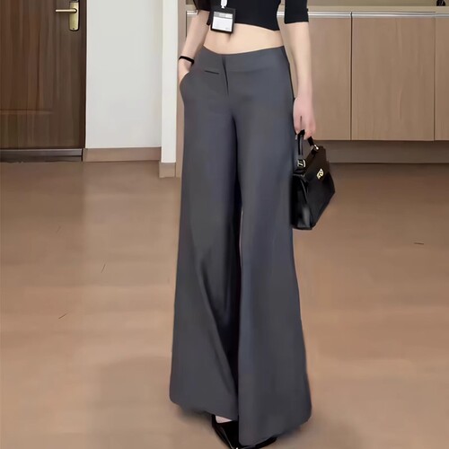 高级感灰色西装裤女2025新款