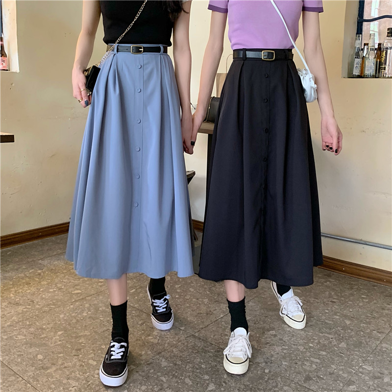 Mid long one breasted high waisted skirt at real price