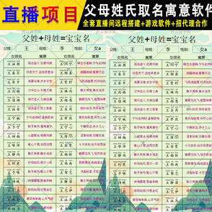 抖音 快手半无人直播项目 父母姓氏宝宝取名起名软件名字寓意解析