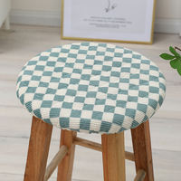 Household round stool seat cushion, all-season cotton-padded universal anti-slip chair cover, canteen and restaurant round chair seat cover thumbnail 5