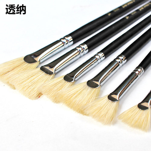 扇形笔鱼尾扇水粉笔油画