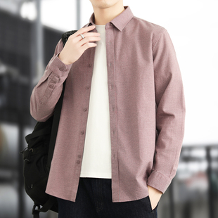 休闲条纹羊毛莫代尔加厚棉衬衣男款 秋季 衬衫 磨毛长袖 外套上衣 男士