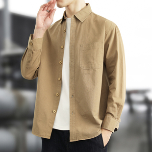 新款 休闲宽松工装 男士 衬衫 衬衣全棉上衣青年外套 纯棉长袖 2026春季