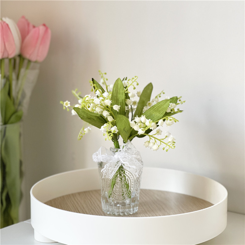 ins风铃兰花玻璃花瓶文艺森系小清新仿真花束床头桌面装饰品摆件