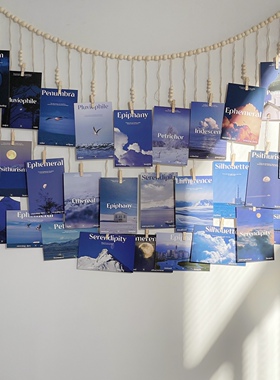 ins风装饰墙贴纸小清新蓝色大海海报文艺风照片背景墙面挂饰卡片