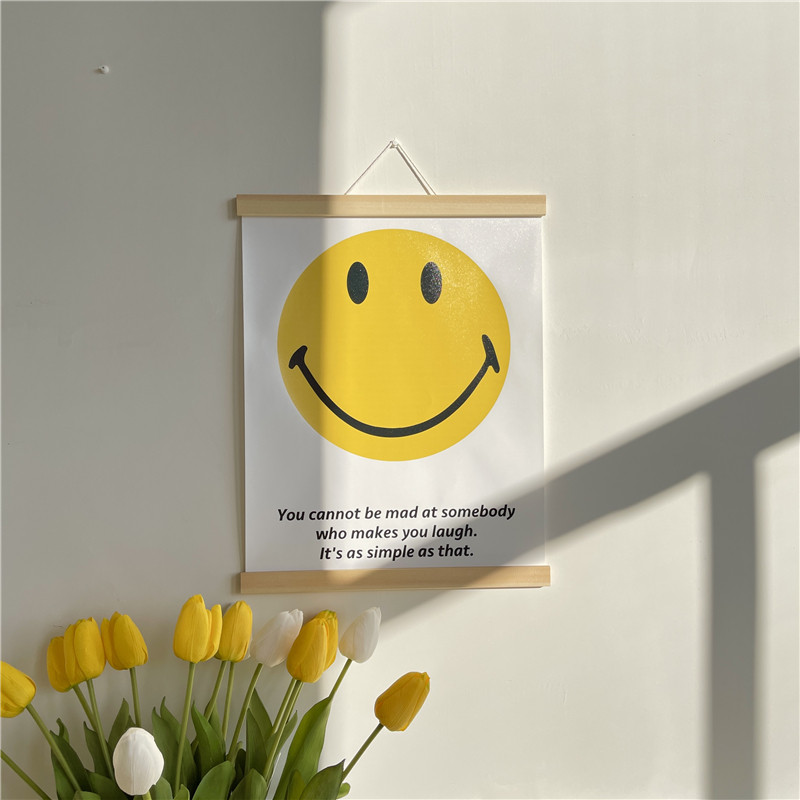 ins装饰画壁饰正能量笑脸挂画太阳花雏菊励志文字挂布挂轴画挂饰