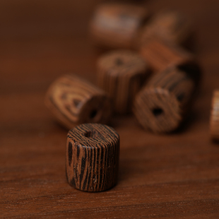 山仓 佛珠文玩手串手工diy散珠配件m02 天然鸡翅木桶珠直切