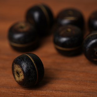 山仓 黑金一线药师印尼椰蒂桶珠佛珠文玩手串diy手工散珠配件m03