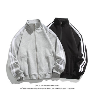 运动撞色开衫卫衣大码宽松休闲立领外套W4641-P48【特价】，女装短外套，电商A007-1