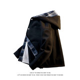 420克重磅日系纯色格纹开衫男女休闲连帽卫衣外套W4687-特价P65，女装短外套，电商A007-1