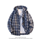 连帽格子衬衫男女宽松休闲百搭高级感长袖上衣外套C2271-特价P36，男装衬衫，电商A007-1