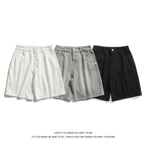 夏新款潮流百搭美式休闲水洗拼接牛仔短裤子男DK8481-P32【特价】,夏之日帽子搭配图片