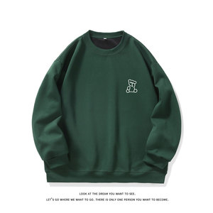 烫花大码330克重磅华棉复合圆领纯色休闲卫衣-W4272-P33【特价】图片