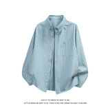 休闲风竖条纹衬衫男长袖松弛感少年风高级感外套C2275-特价P37，男装衬衫，电商A007-1