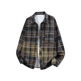 韩版潮流复古格子大码翻领长袖衬衫内搭外套C2193-P30【特价】，男装衬衫，电商A007-1