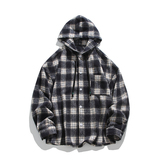 磨毛加厚连帽外套秋季美式慵懒风格子长袖衬衫C2257-特价P45，男装衬衫，电商A007-1