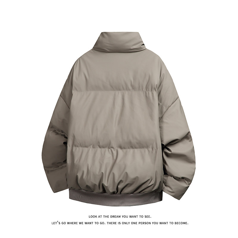 立领PU皮棉服宽松休闲百搭高级感棉衣纯色保暖外套MD8808-特价P70,男装棉衣,电商A007-1