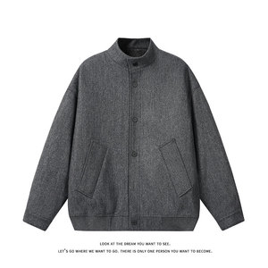 冬季重磅夹棉呢子夹克轻熟保暖棉服男士毛呢外套J7352-特价P85图片
