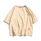 云朵图案短袖T恤男宽松型日常休闲刺绣圆领透气上衣T126-特价P19，男装T恤，电商A007-1