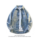 牛仔外套男格子衬衫夹克潮牌青少年休闲上衣夹克J1840-特价P52，男装工装外套，电商A007-1