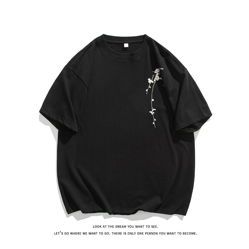 风新中式梅花240克双纱精梳棉半袖短袖T恤T3516-P25【特价】,男装T恤,电商A007-1