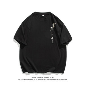 风新中式梅花240克双纱精梳棉半袖短袖T恤T3516-P25【特价】图片