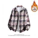 美式长袖宽松格子衬衫休闲内搭衬衣高级感翻领外套男CJ9741-特P42，男装衬衫，电商A007-1